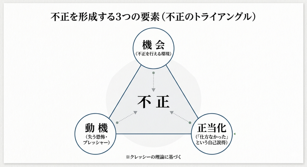 不正を形成する3つの要素（不正のトライアングル）
